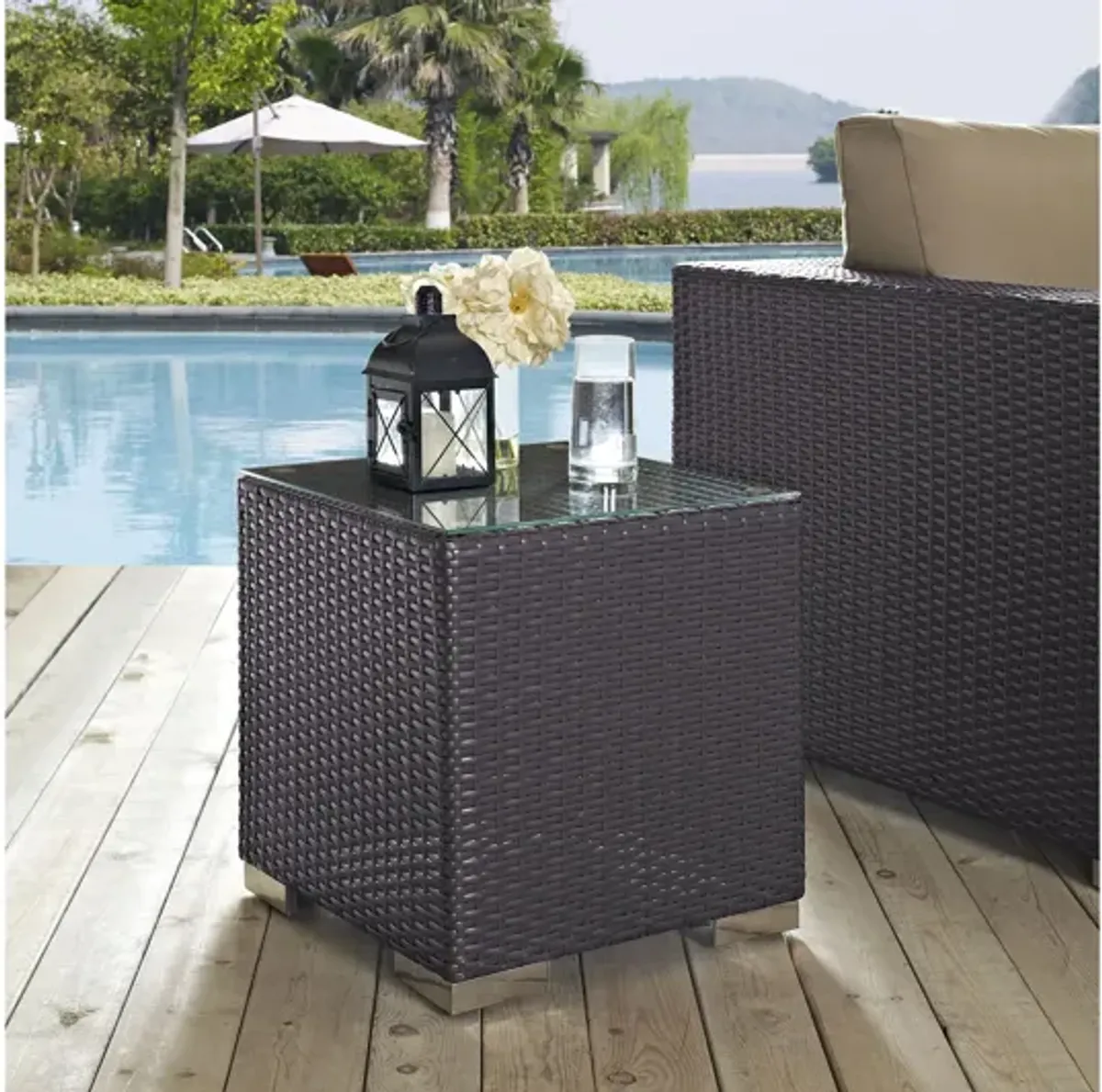 Convene Outdoor Patio Side Table in Espresso