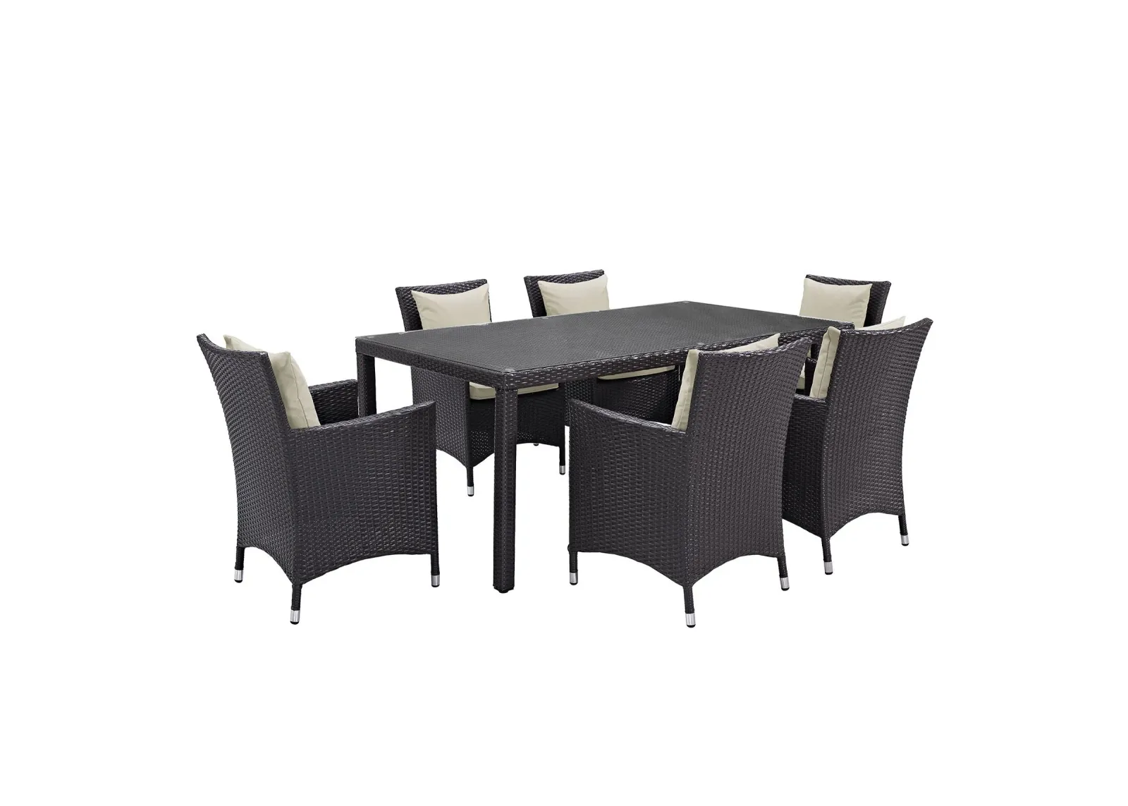 Convene 7 Piece Outdoor Patio Dining Set in Espresso Beige