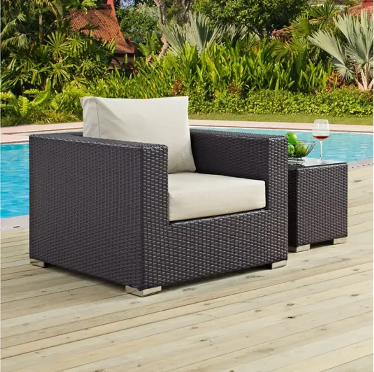 Convene Outdoor Patio Armchair in Espresso Beige