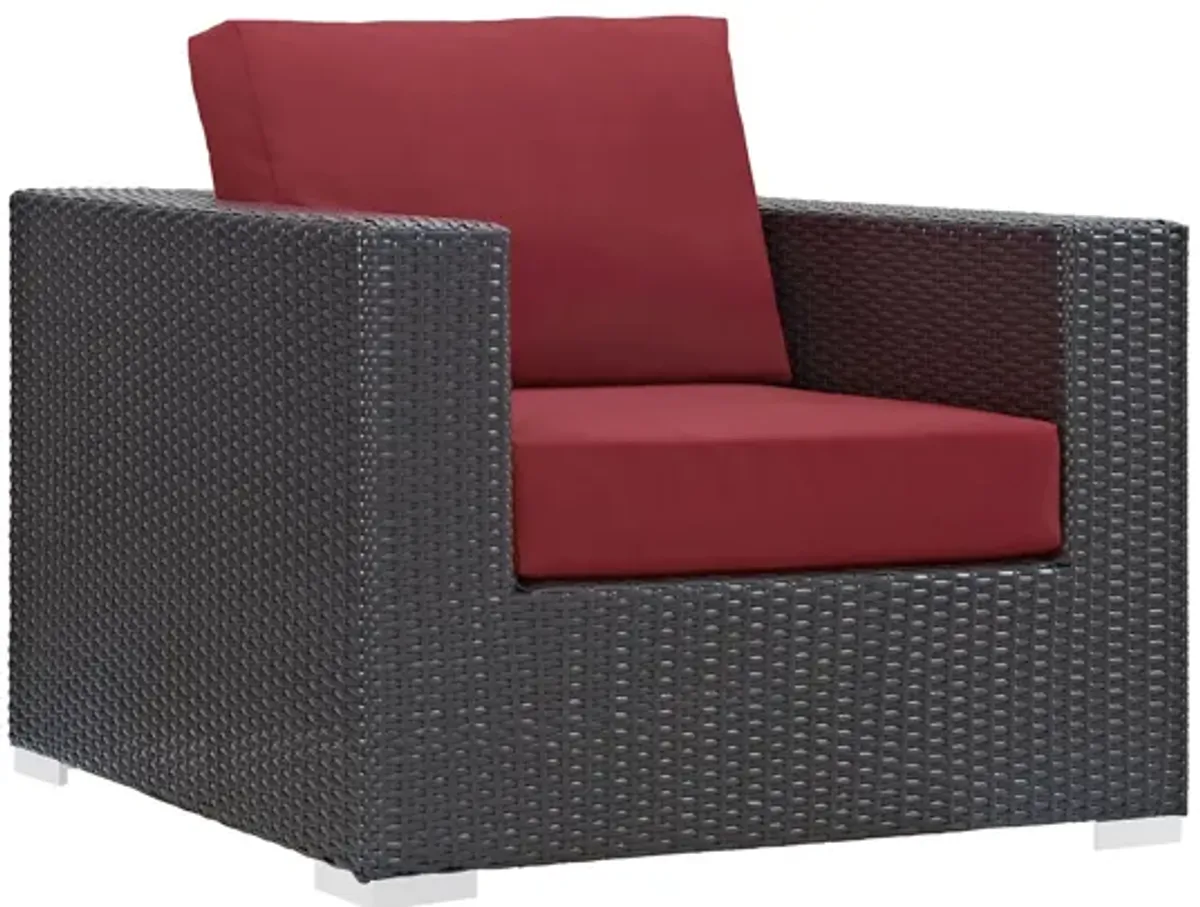 Convene Outdoor Patio Armchair in Espresso Red