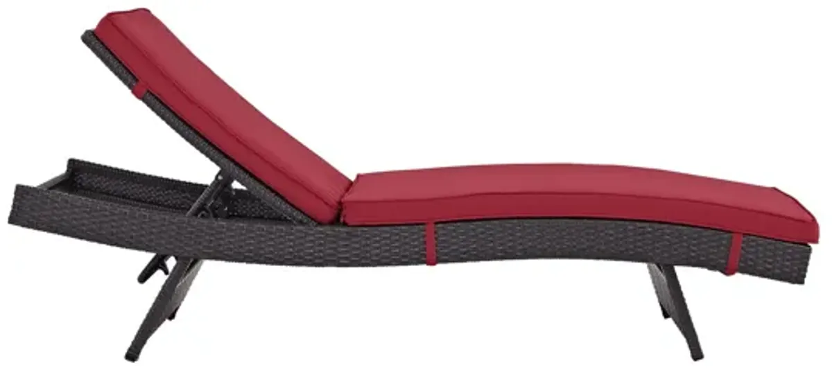 Convene Outdoor Patio Chaise in Espresso Red