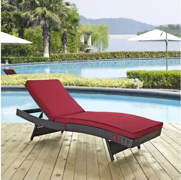 Convene Outdoor Patio Chaise in Espresso Red