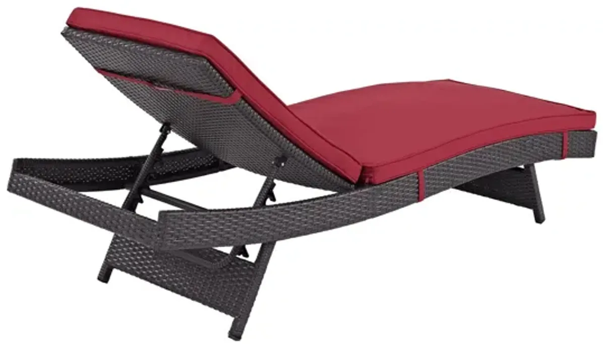 Convene Outdoor Patio Chaise in Espresso Red