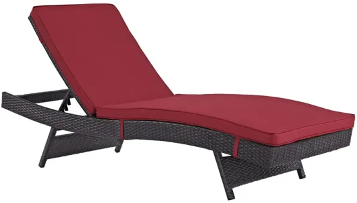 Convene Outdoor Patio Chaise in Espresso Red