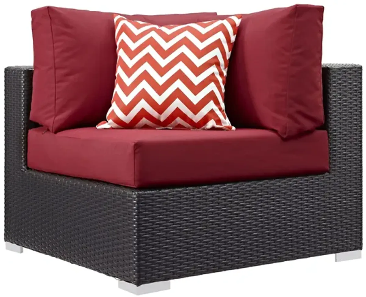 Convene 5 Piece Outdoor Patio Sectional Set in Espresso Red