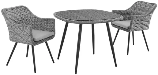 Endeavor 3 Piece Outdoor Patio Wicker Rattan Dining Set in Gray Gray