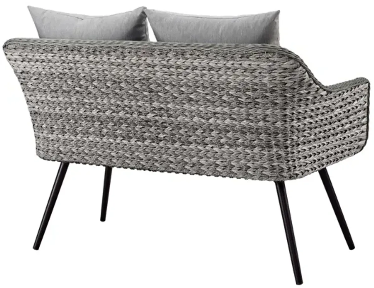 Endeavor Outdoor Patio Wicker Rattan Loveseat in Gray Gray