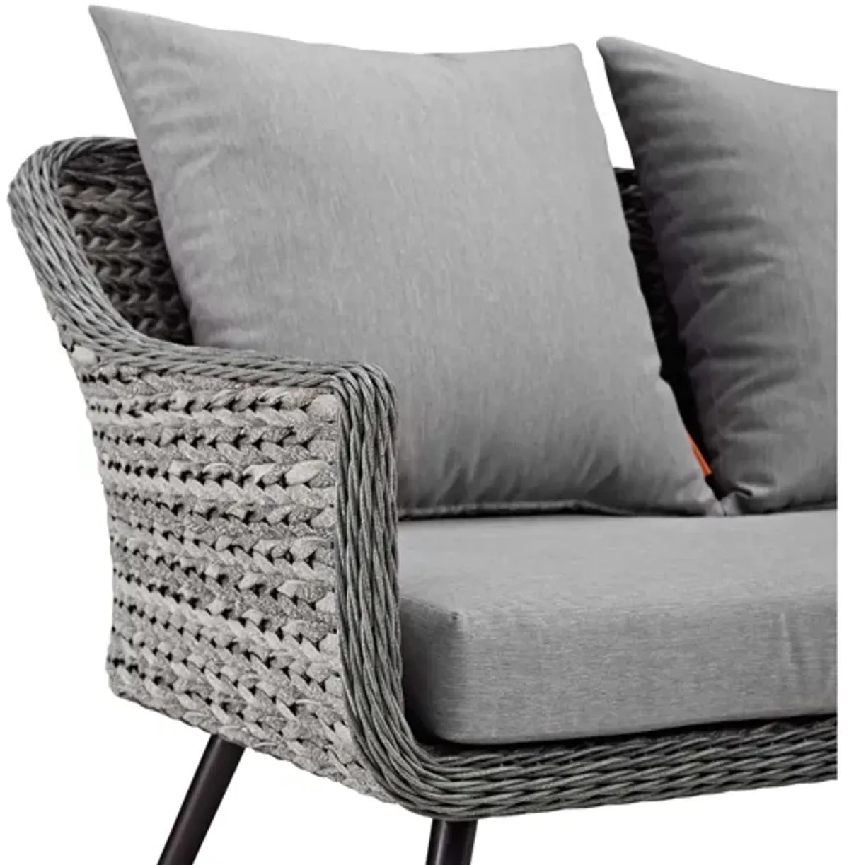 Endeavor Outdoor Patio Wicker Rattan Loveseat in Gray Gray