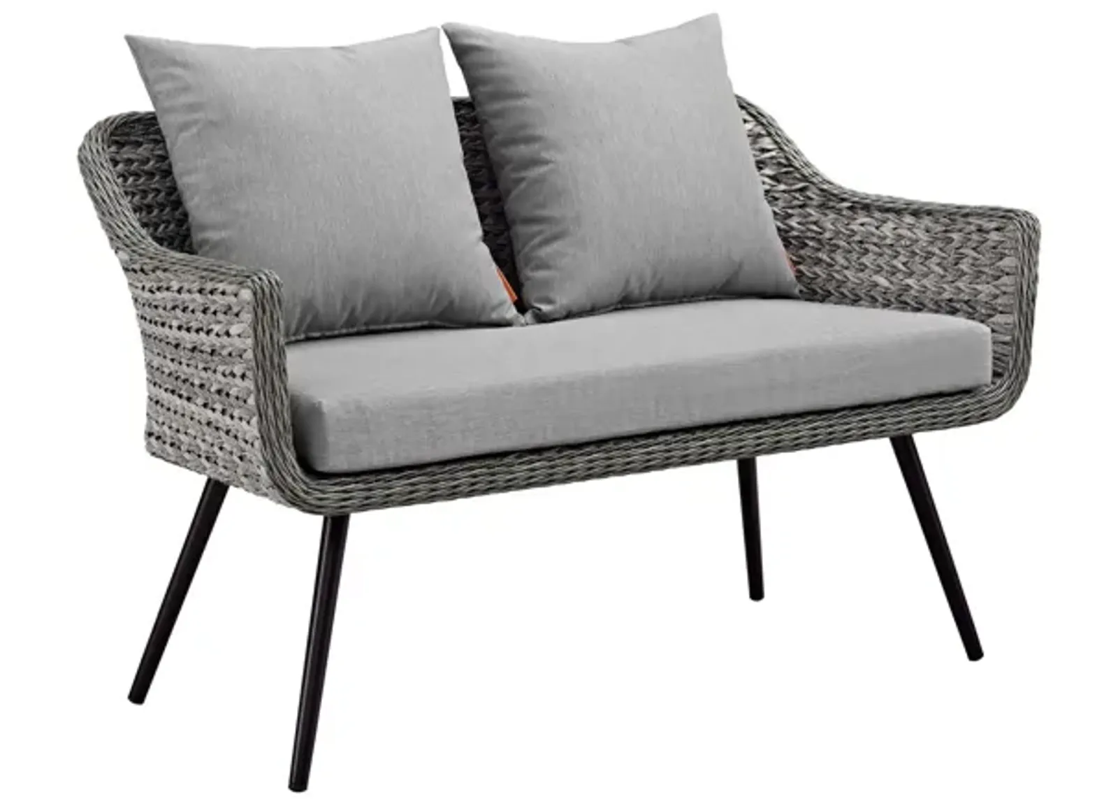 Endeavor Outdoor Patio Wicker Rattan Loveseat in Gray Gray