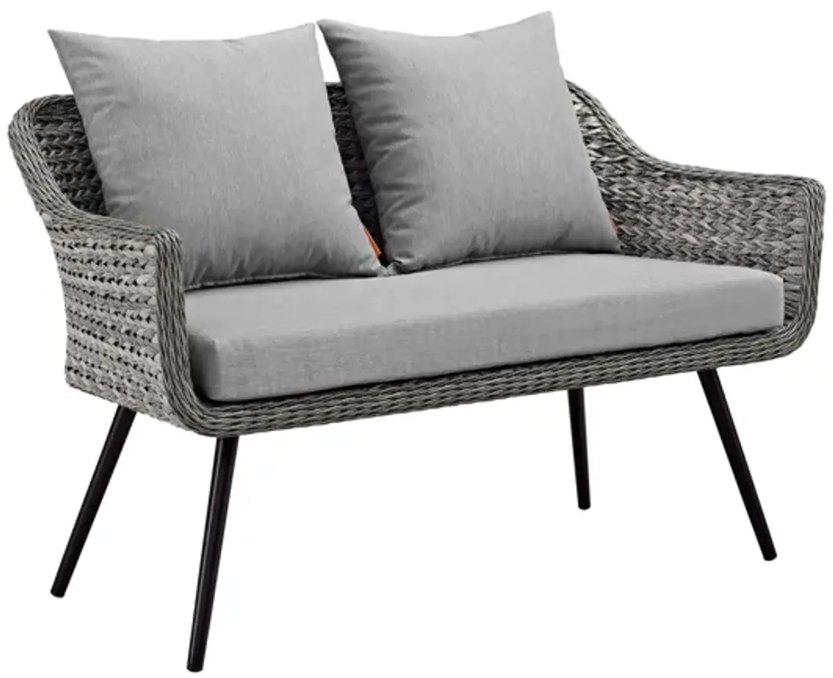 Endeavor Outdoor Patio Wicker Rattan Loveseat in Gray Gray