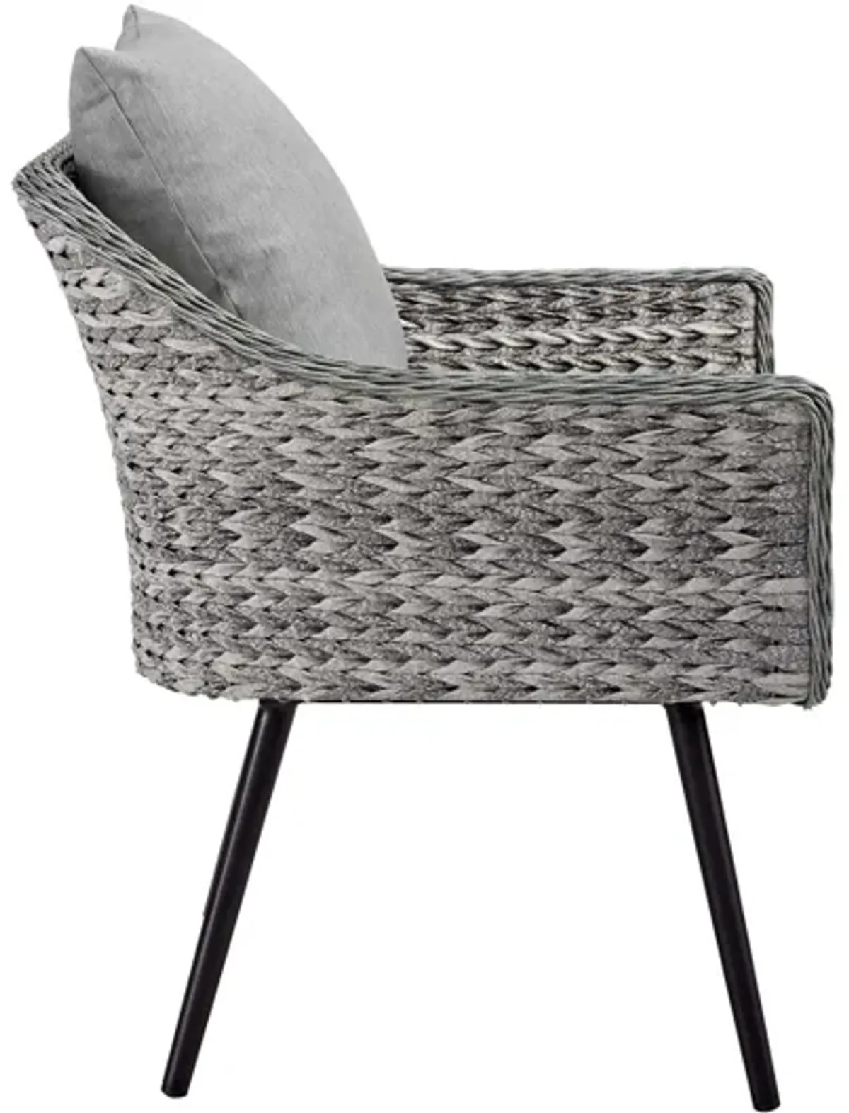 Endeavor Outdoor Patio Wicker Rattan Armchair in Gray Gray