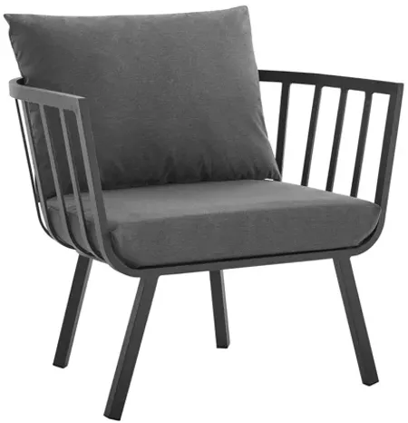 Riverside Outdoor Patio Aluminum Armchair Set of 2 in Gray Charcoal