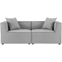 Saybrook Outdoor Patio Upholstered 2-Piece Sectional Sofa Loveseat in Gray