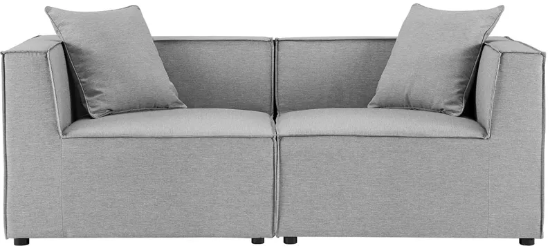 Saybrook Outdoor Patio Upholstered 2-Piece Sectional Sofa Loveseat in Gray