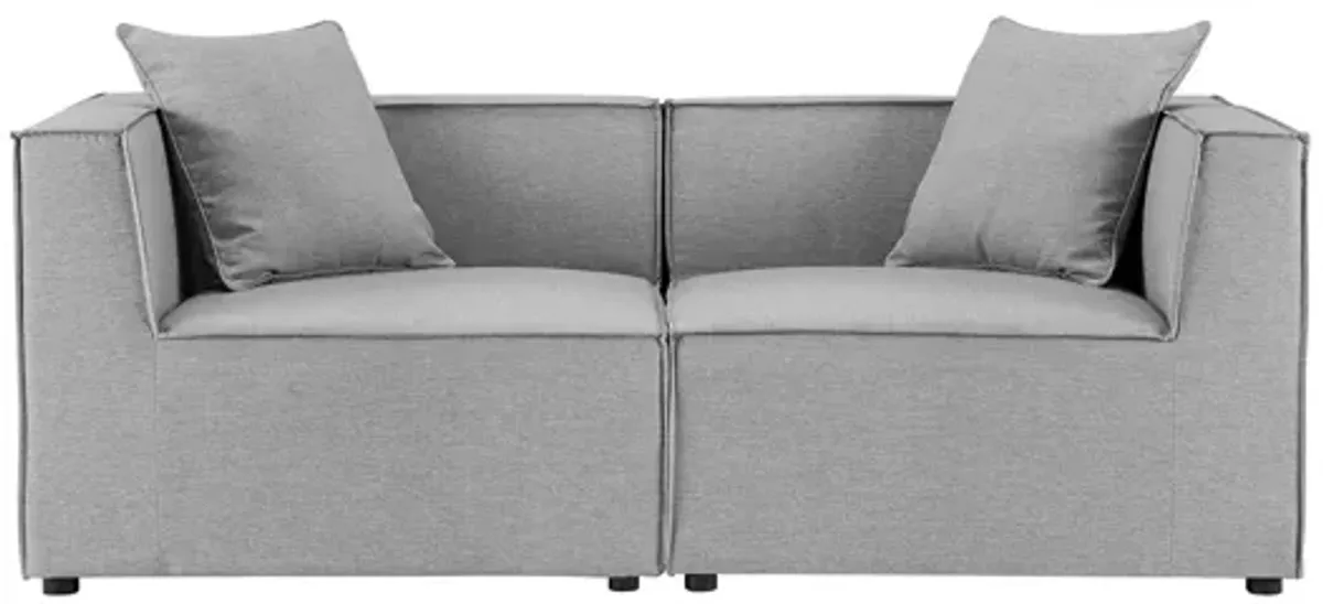 Saybrook Outdoor Patio Upholstered 2-Piece Sectional Sofa Loveseat in Gray