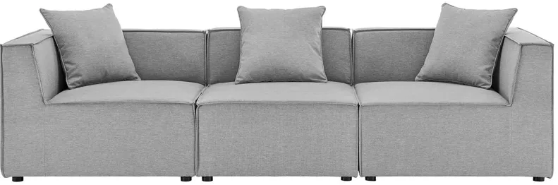 Saybrook Outdoor Patio Upholstered 3-Piece Sectional Sofa in Gray