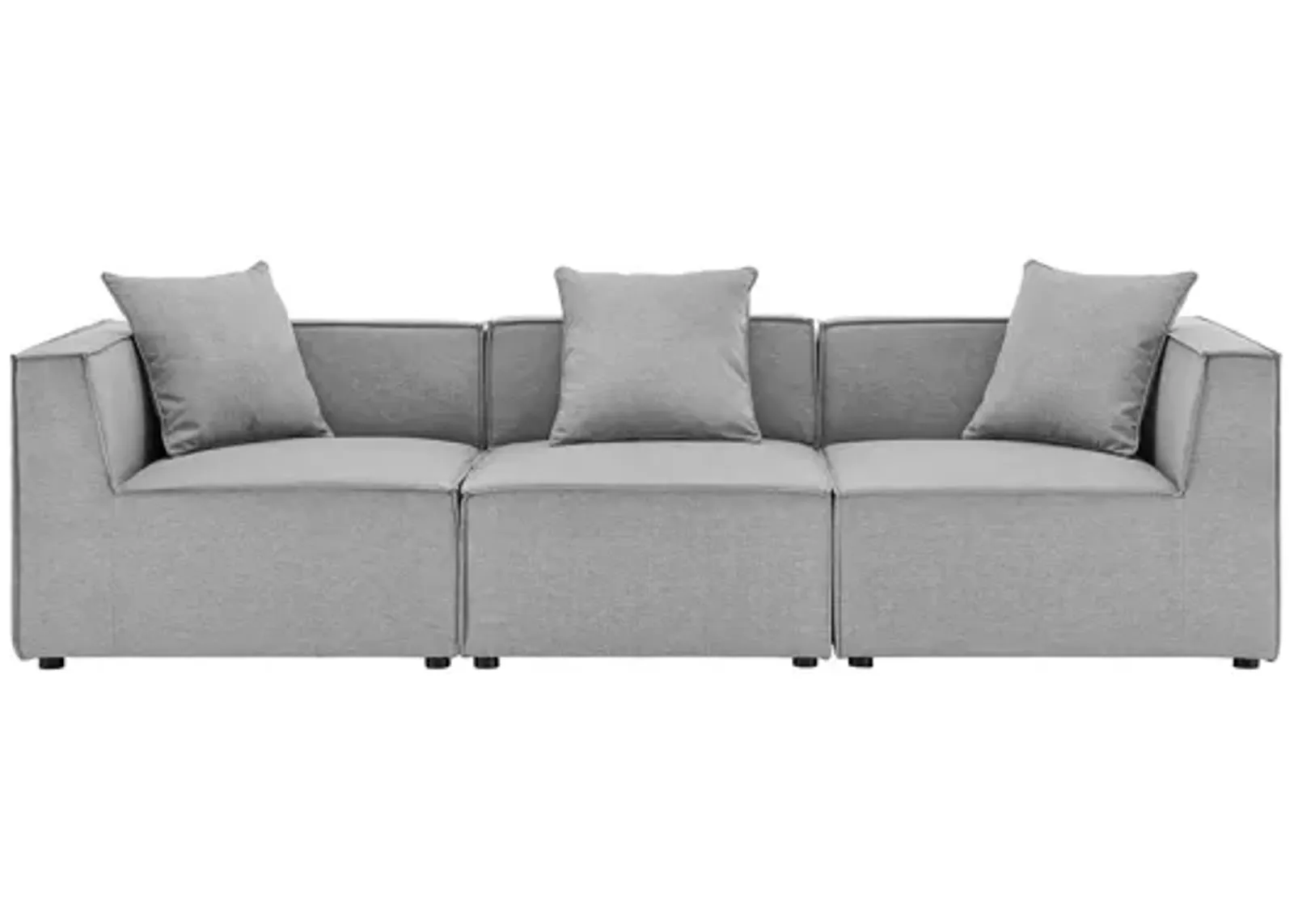 Saybrook Outdoor Patio Upholstered 3-Piece Sectional Sofa in Gray