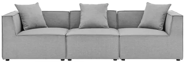 Saybrook Outdoor Patio Upholstered 3-Piece Sectional Sofa in Gray