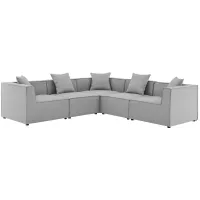 Saybrook Outdoor Patio Upholstered 5-Piece Sectional Sofa in Gray