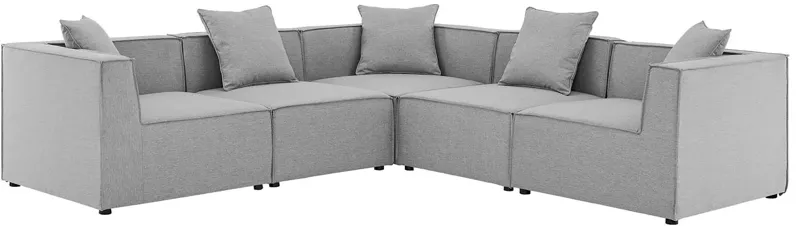Saybrook Outdoor Patio Upholstered 5-Piece Sectional Sofa in Gray