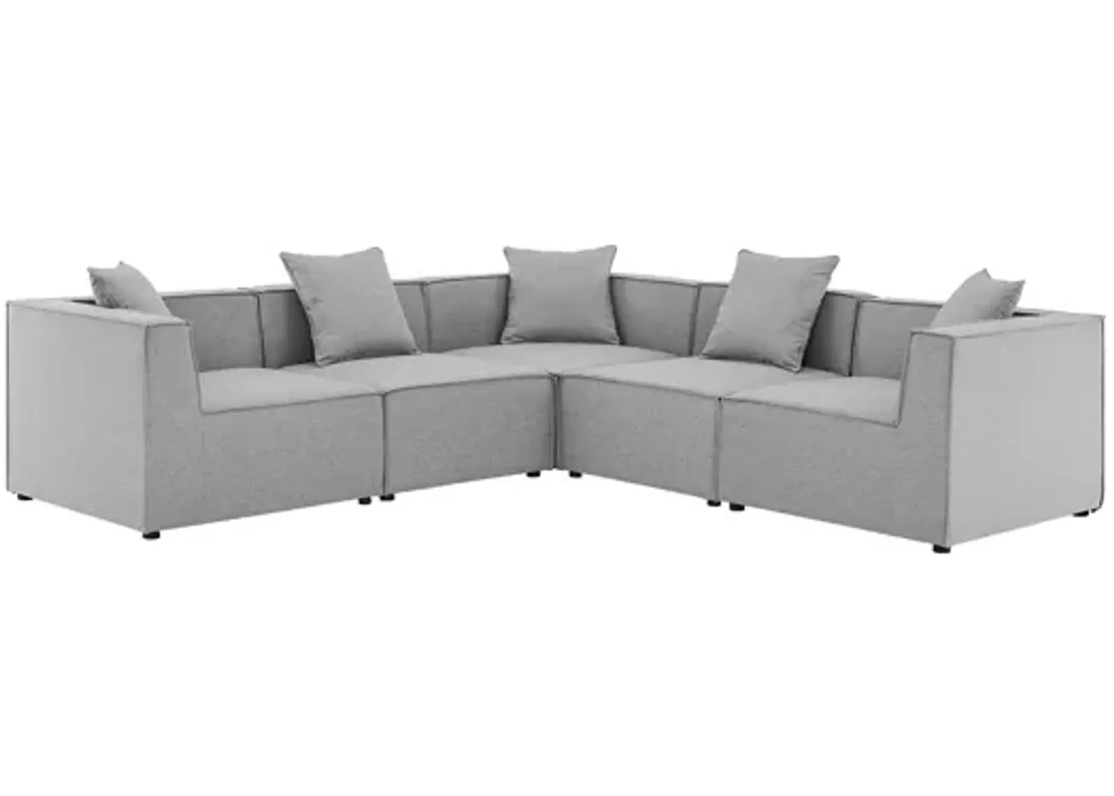 Saybrook Outdoor Patio Upholstered 5-Piece Sectional Sofa in Gray