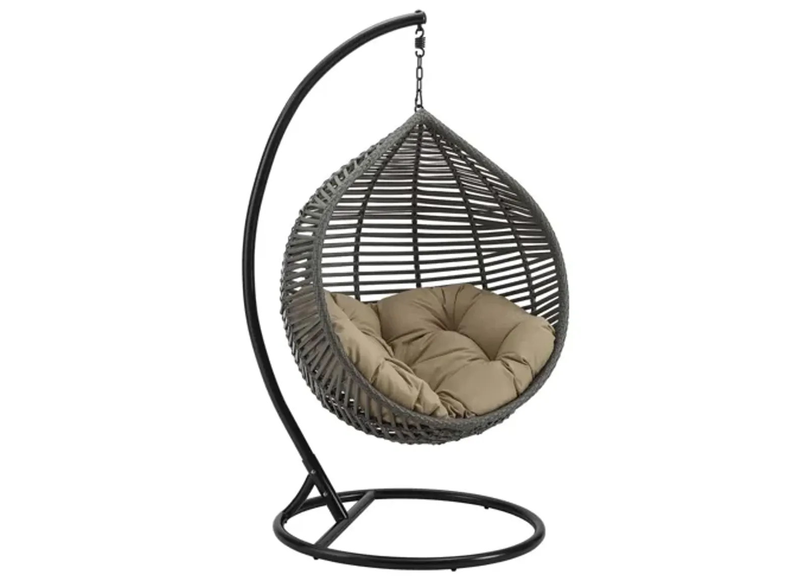 Garner Teardrop Outdoor Patio Swing Chair in Gray Mocha