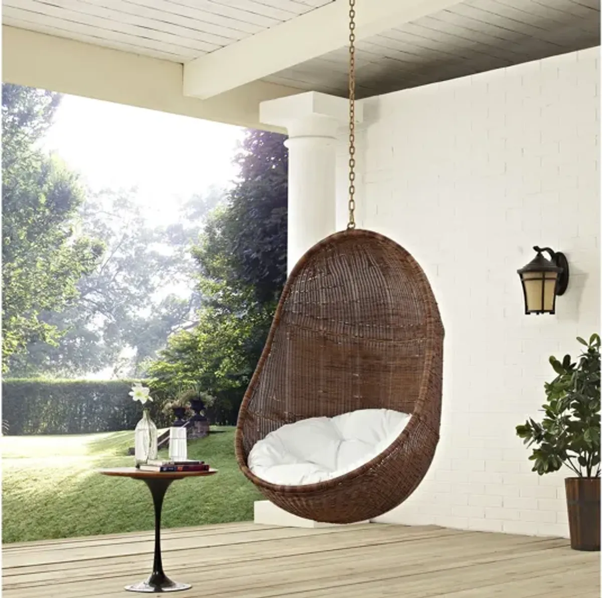 Bean Outdoor Patio Swing Chair Without Stand in Coffee White