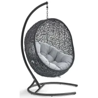 Encase Sunbrella® Swing Outdoor Patio Lounge Chair in Black Gray
