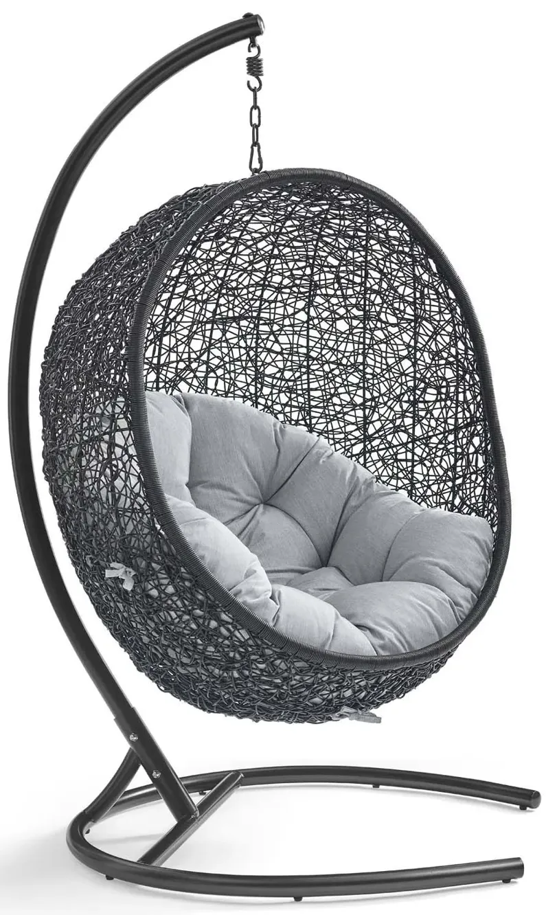 Encase Sunbrella® Swing Outdoor Patio Lounge Chair in Black Gray