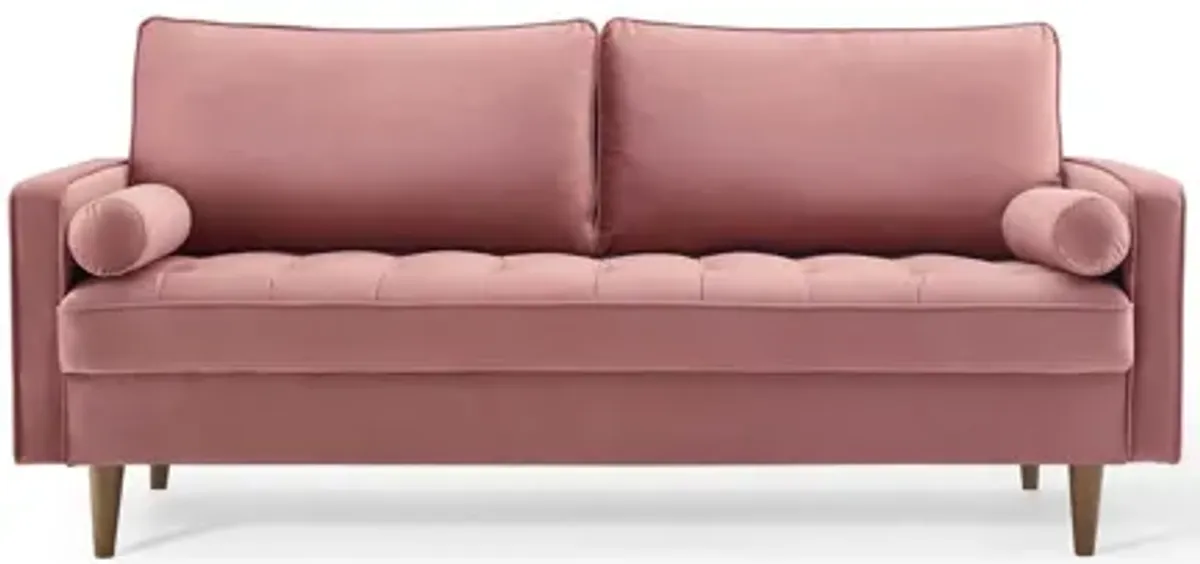 Valour Performance Velvet Sofa in Dusty Rose