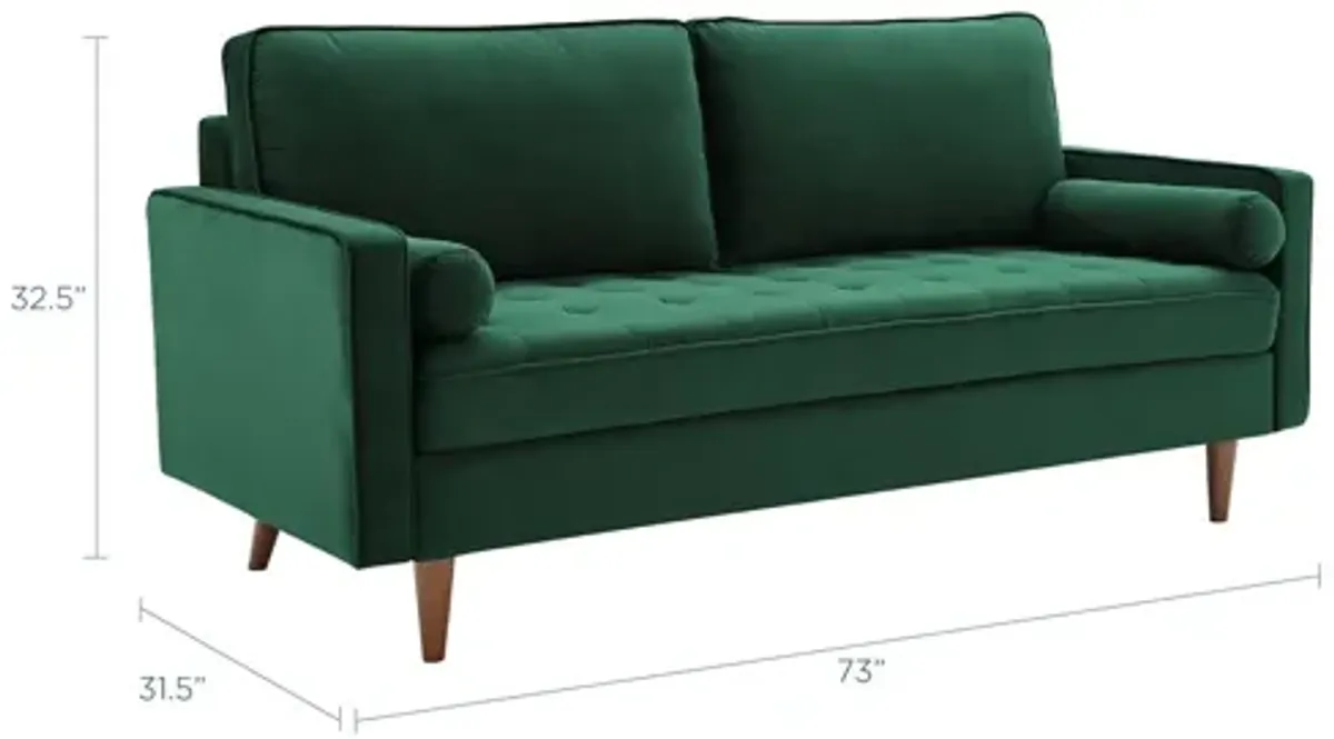 Valour Performance Velvet Sofa in Green