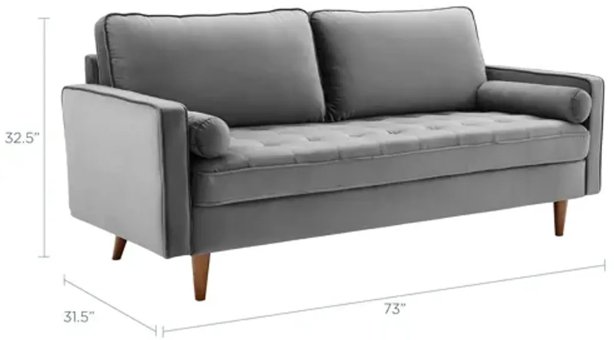 Valour Performance Velvet Sofa in Gray