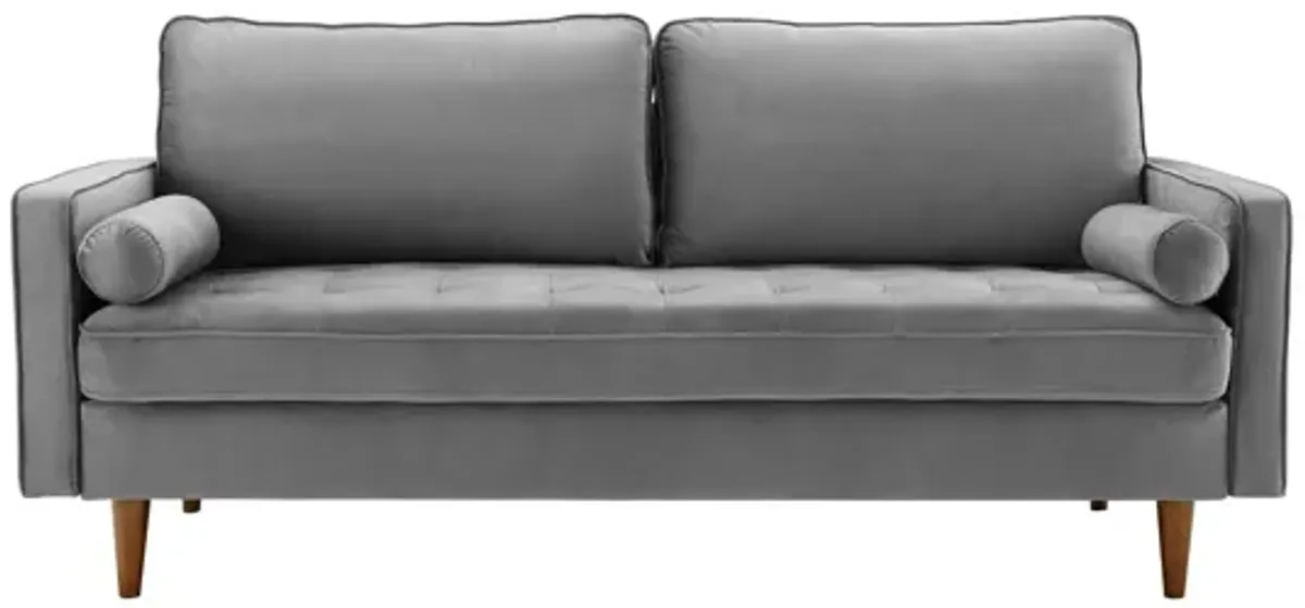 Valour Performance Velvet Sofa in Gray