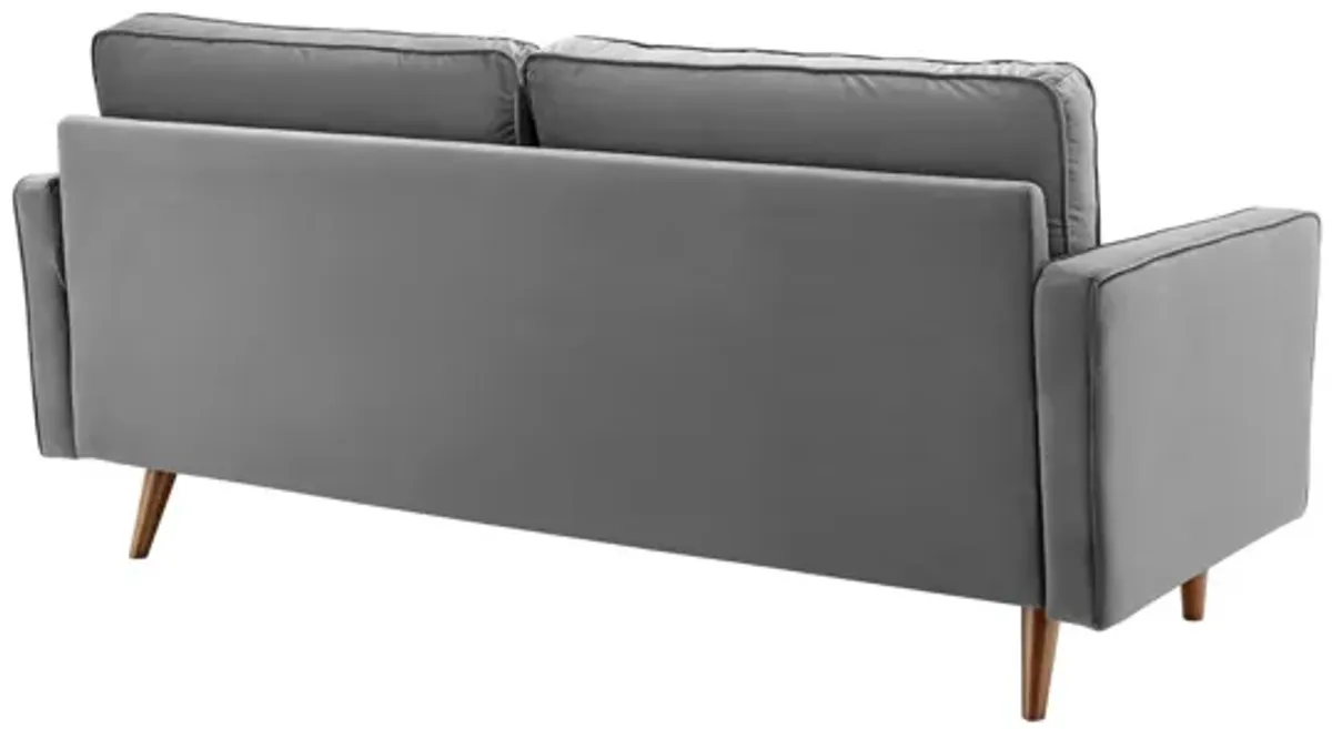 Valour Performance Velvet Sofa in Gray