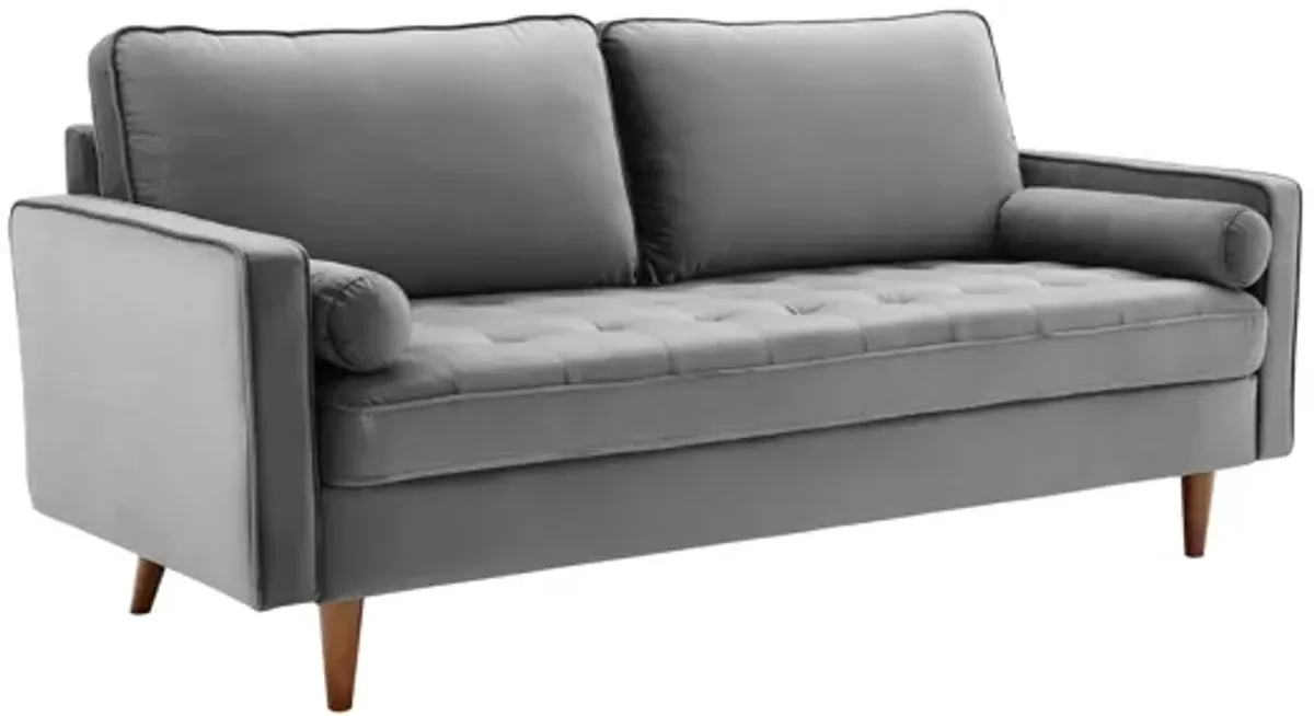 Valour Performance Velvet Sofa in Gray