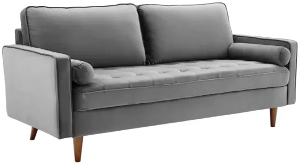 Valour Performance Velvet Sofa in Gray