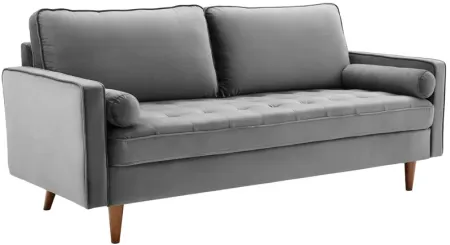 Valour Performance Velvet Sofa in Gray