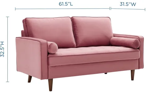 Valour Performance Velvet Loveseat in Dusty Rose