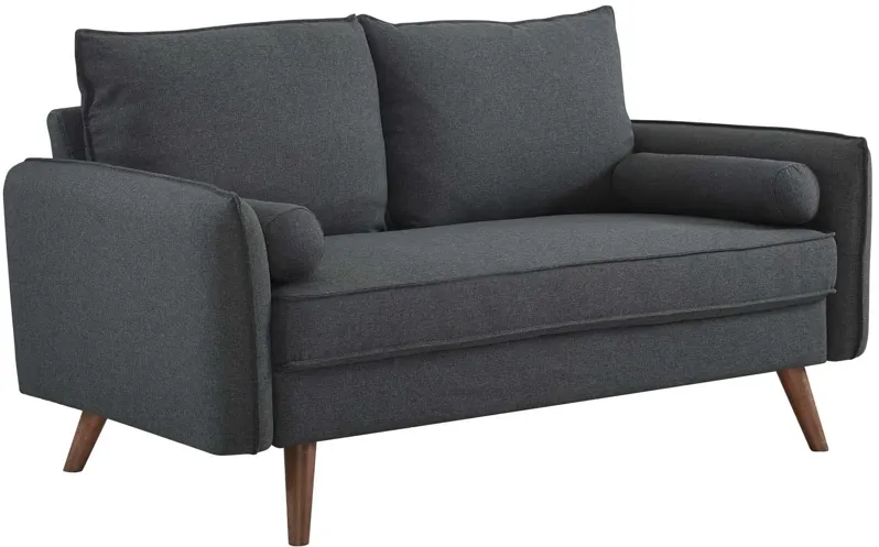 Revive Upholstered Fabric Loveseat in Gray