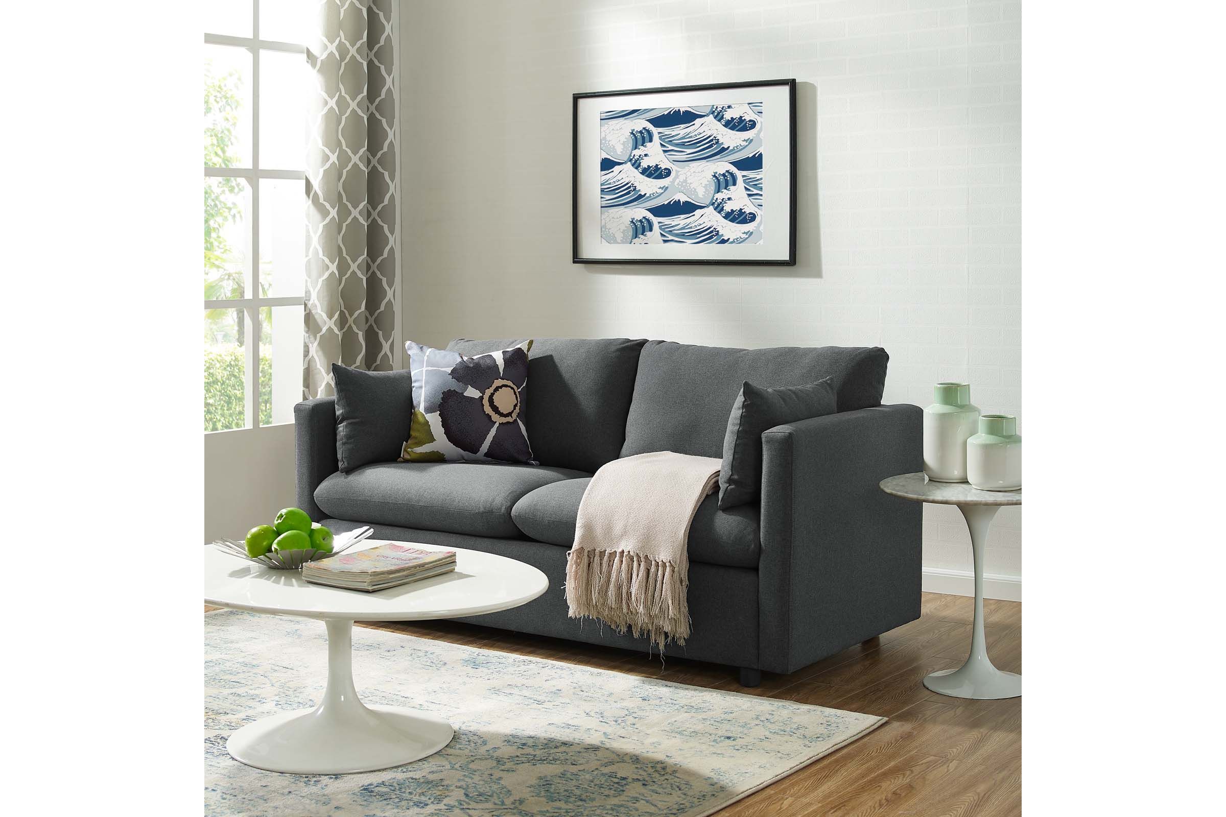 Activate Upholstered Fabric Sofa in Gray