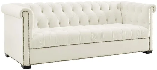 Heritage Performance Velvet Sofa in Ivory