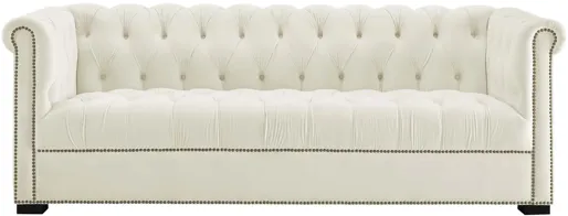 Heritage Performance Velvet Sofa in Ivory