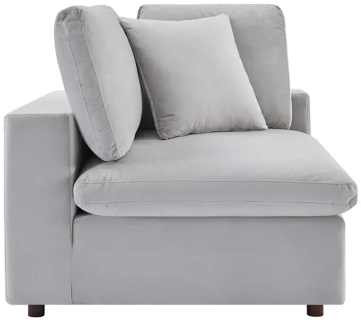 Commix Down Filled Overstuffed Performance Velvet Loveseat in Light Gray