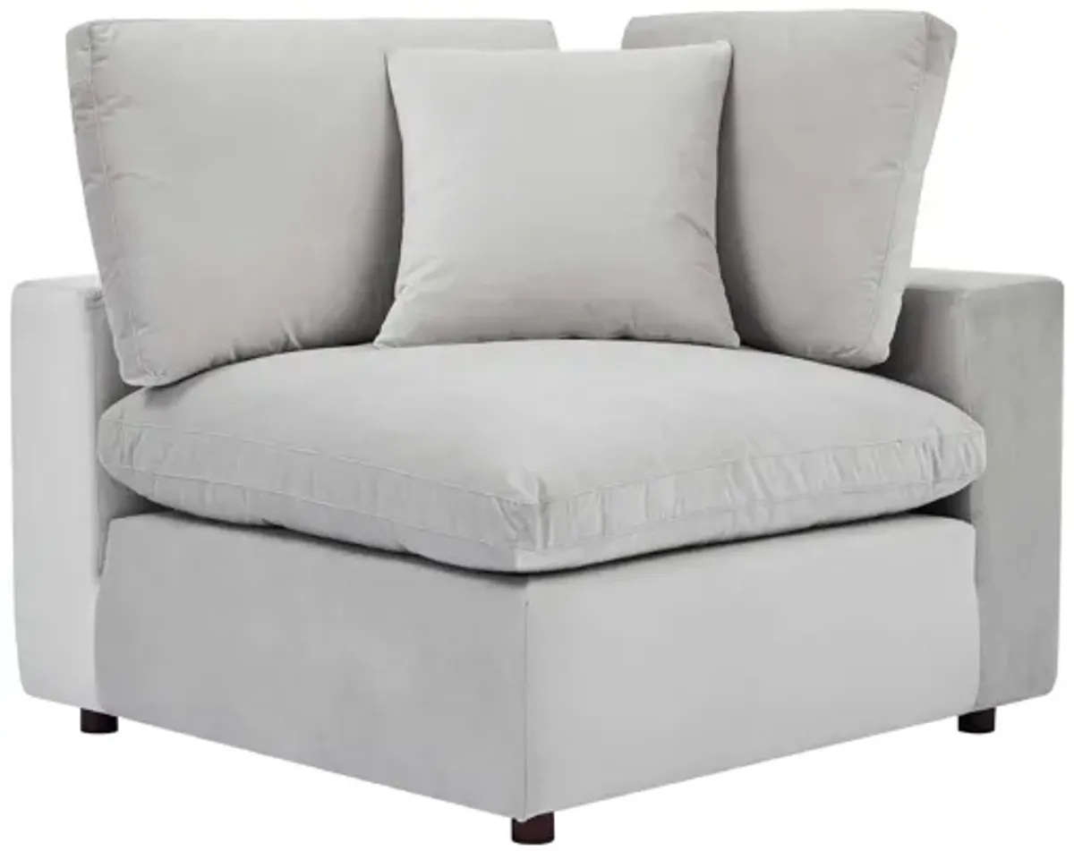 Commix Down Filled Overstuffed Performance Velvet Loveseat in Light Gray