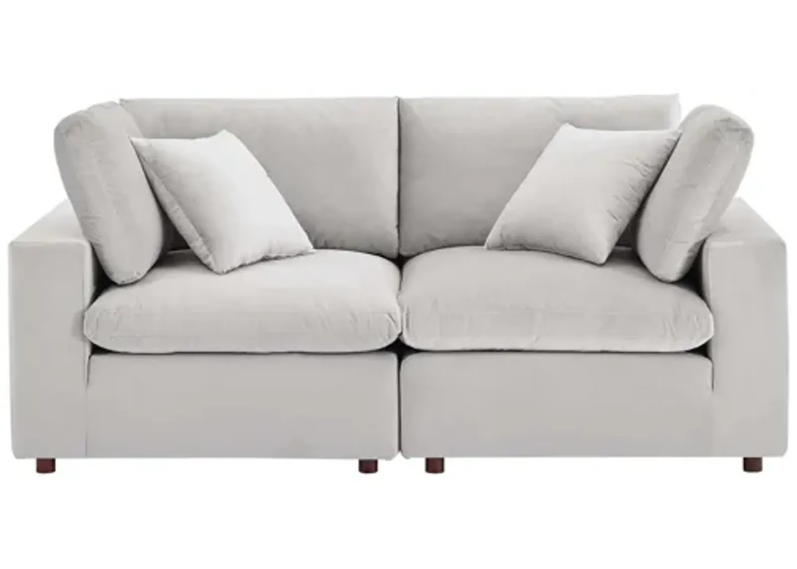 Commix Down Filled Overstuffed Performance Velvet Loveseat in Light Gray