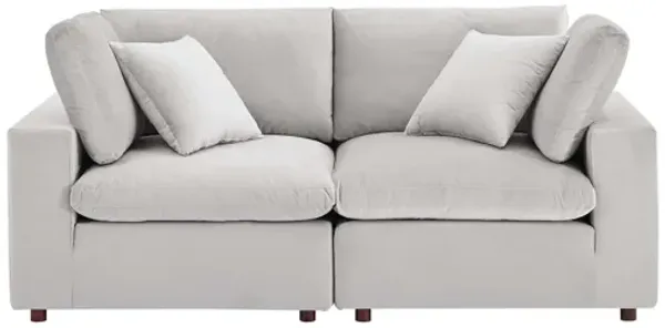 Commix Down Filled Overstuffed Performance Velvet Loveseat in Light Gray