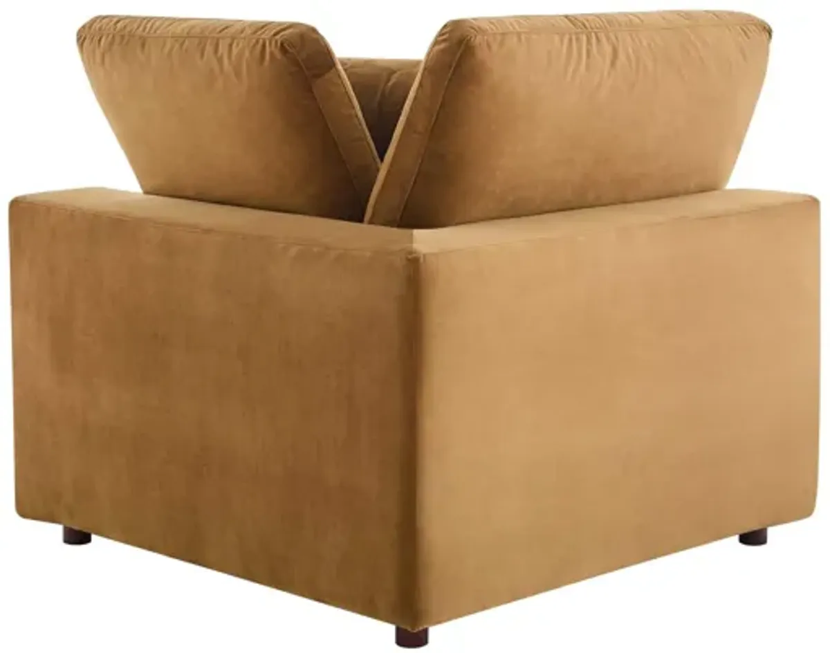 Commix Down Filled Overstuffed Performance Velvet Loveseat in Cognac