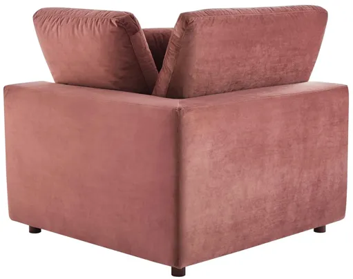 Commix Down Filled Overstuffed Performance Velvet Loveseat in Dusty Rose