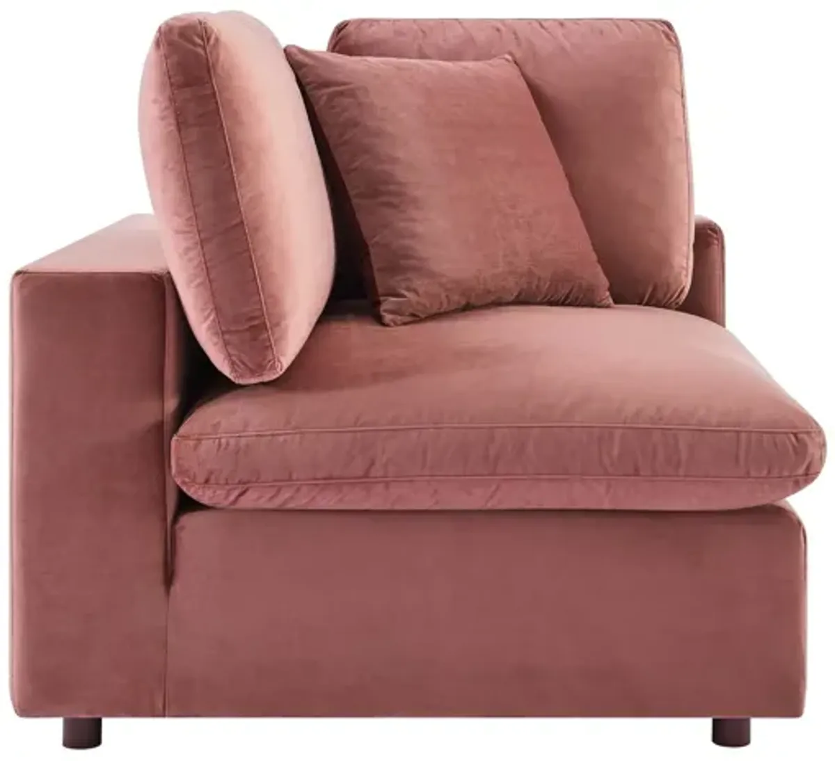 Commix Down Filled Overstuffed Performance Velvet Loveseat in Dusty Rose