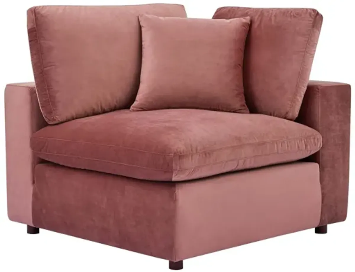 Commix Down Filled Overstuffed Performance Velvet Loveseat in Dusty Rose